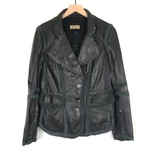 NWOT‎ GIMOS Butter Soft Leather Jacket Women's Sz M Black Structured Gorgeous